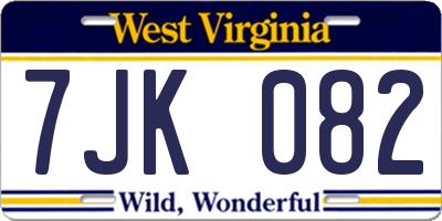 WV license plate 7JK082