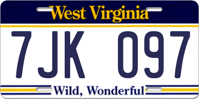 WV license plate 7JK097