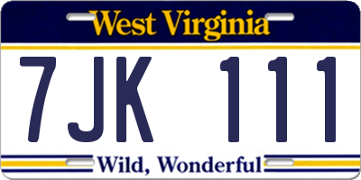 WV license plate 7JK111