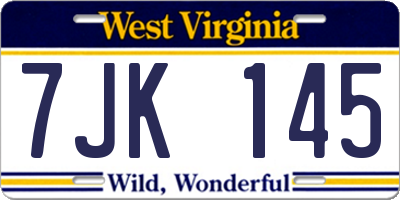 WV license plate 7JK145