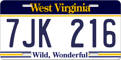 WV license plate 7JK216