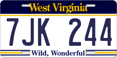 WV license plate 7JK244