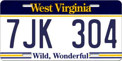 WV license plate 7JK304