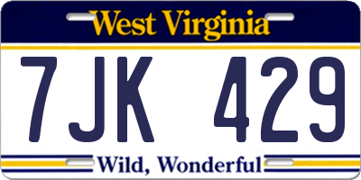 WV license plate 7JK429