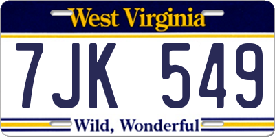 WV license plate 7JK549
