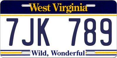 WV license plate 7JK789