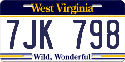 WV license plate 7JK798