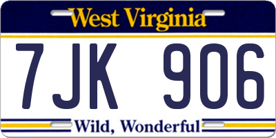 WV license plate 7JK906