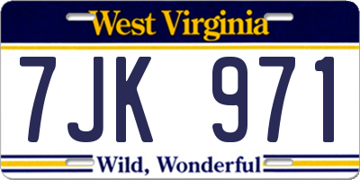 WV license plate 7JK971
