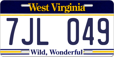 WV license plate 7JL049