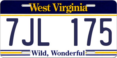 WV license plate 7JL175