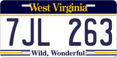 WV license plate 7JL263