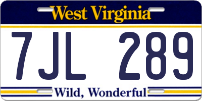 WV license plate 7JL289