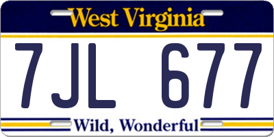 WV license plate 7JL677