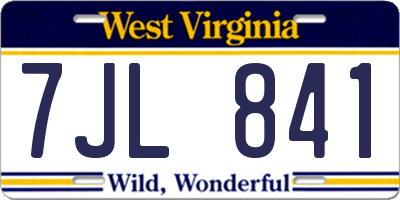 WV license plate 7JL841