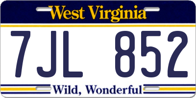 WV license plate 7JL852