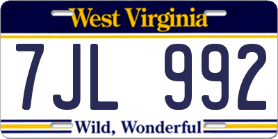 WV license plate 7JL992