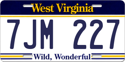 WV license plate 7JM227