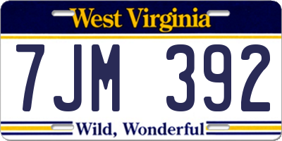 WV license plate 7JM392