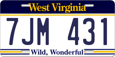 WV license plate 7JM431