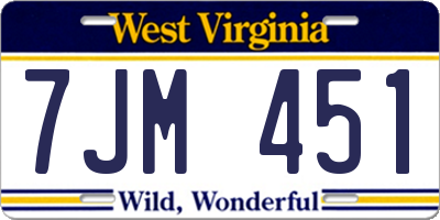 WV license plate 7JM451