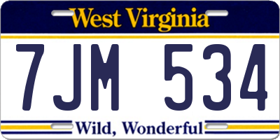 WV license plate 7JM534