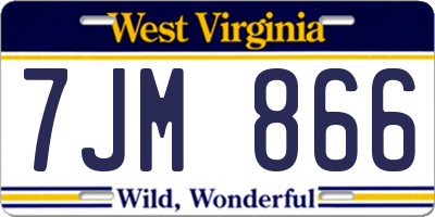 WV license plate 7JM866