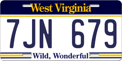 WV license plate 7JN679
