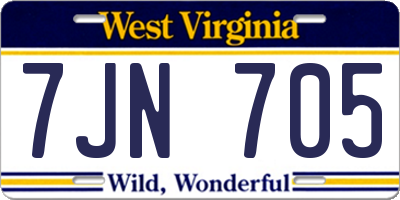 WV license plate 7JN705