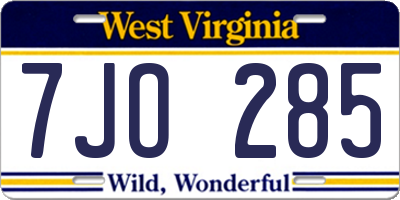 WV license plate 7JO285