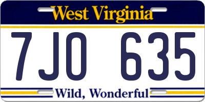 WV license plate 7JO635