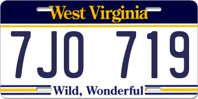WV license plate 7JO719