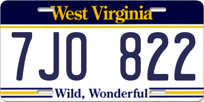 WV license plate 7JO822