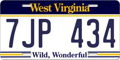 WV license plate 7JP434
