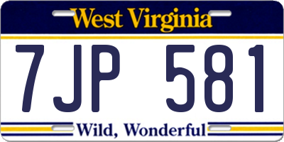 WV license plate 7JP581