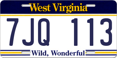 WV license plate 7JQ113