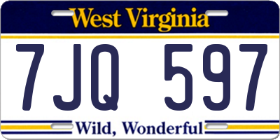 WV license plate 7JQ597