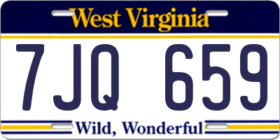 WV license plate 7JQ659