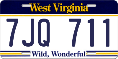 WV license plate 7JQ711