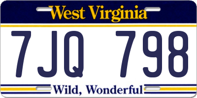 WV license plate 7JQ798