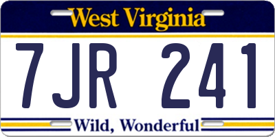WV license plate 7JR241
