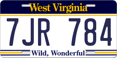 WV license plate 7JR784