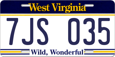 WV license plate 7JS035