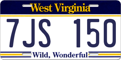 WV license plate 7JS150