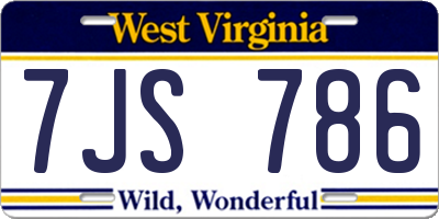 WV license plate 7JS786