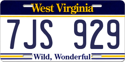 WV license plate 7JS929