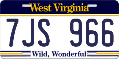 WV license plate 7JS966