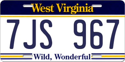 WV license plate 7JS967