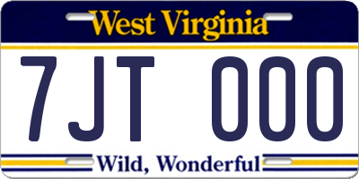WV license plate 7JT000