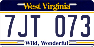 WV license plate 7JT073